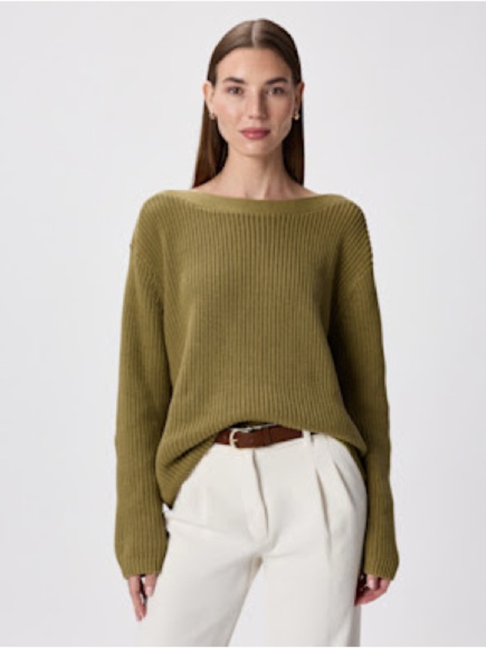 Quince body cropped boatneck sweater